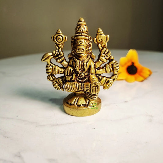 Brass Varahi Idol | Varahi Idol for Spiritual Gifting | Brass Varahi Amman Murti (Yellow, 1.2 Inches) Ashopi
