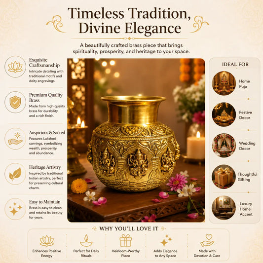 Divine Brass Ashtalakshmi Kalash for Pooja