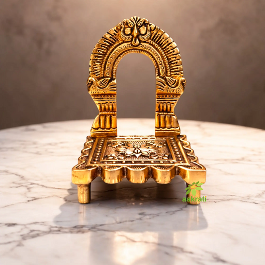 Traditional Brass Singhasan for Mandir | God Idol Throne for Mandir Decoration | Elegant Brass Singhasan for Idols (Yellow,4 Inches)