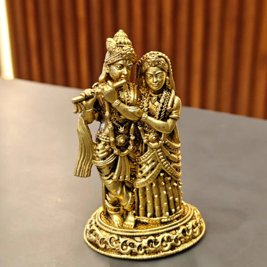Beautiful Lightweight Radha Krishna Statue| Spiritual Lightweight Radha Krishna Idol for Mandir |Premium Brass Radha Krishna Idol | (Yellow, 3 Inches)