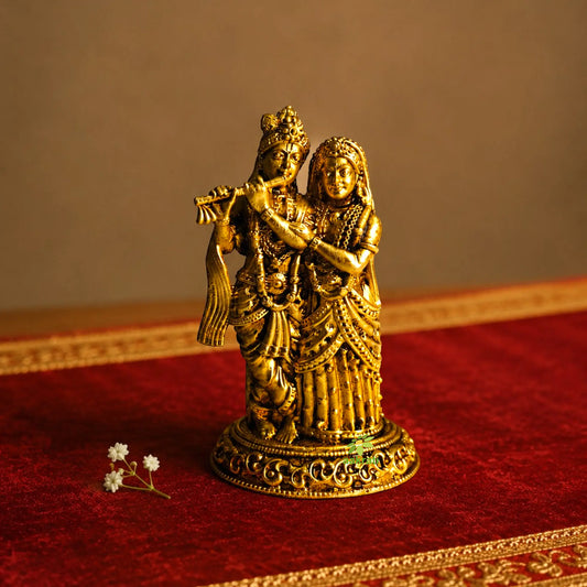 Premium Lightweight Radha Krishna Murti for Pooja,| Elegant Radha Krishna Idol Lightweight| Radha Krishna Murti Lightweight Design for Hindu Pooja & Vastu Décor| (Yellow,2.5 Inches) Ashopi