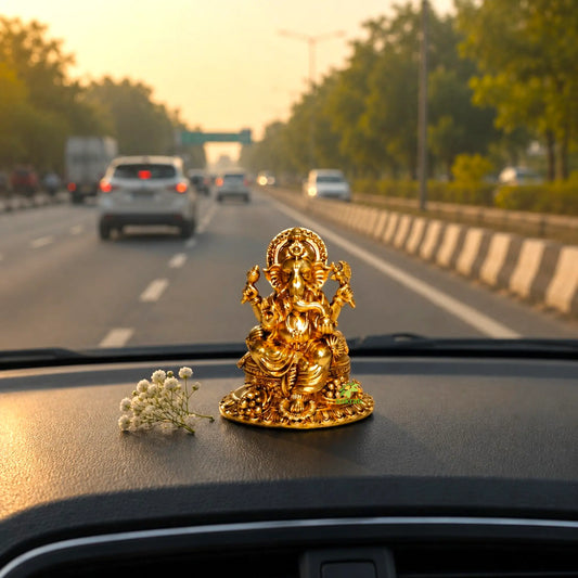 Pure Brass Ganesh Statue for Home Temple | Decorative Ganpati Murti for Mandir & Home Décor | Traditional Hindu Pooja & Spiritual Decor Item (Yellow, 2 Inches) Aakrati