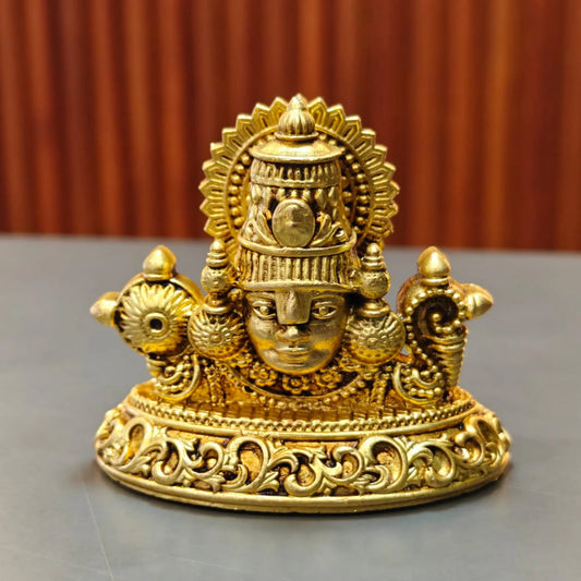 Premium Brass Lord Venkateswara Balaji Head for car dash board |Decorative Brass Tirupati Balaji Mukh for Mandir,| Brass Tirupati Balaji Head for Home Decor,| (Yellow,2.3 Inches)
