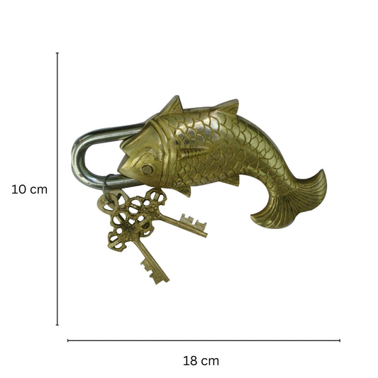 Artisan Brass Antique Padlock | Unique Security for Your Doorway | Luxury Designer Padlock ( Yellow, 7 inch)