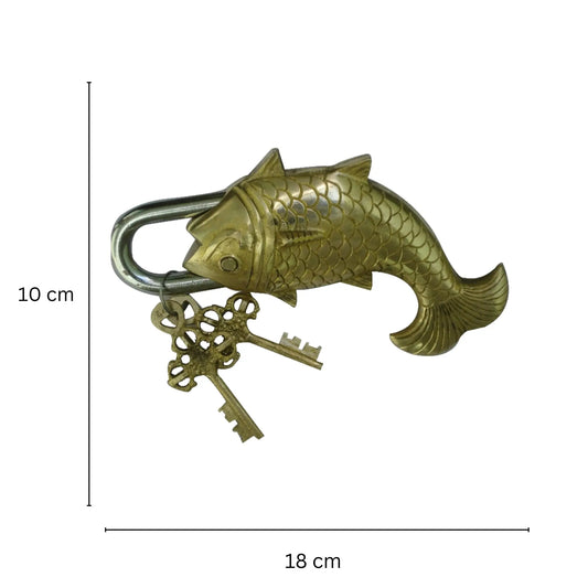 Artisan Brass Antique Padlock | Unique Security for Your Doorway | Luxury Designer Padlock ( Yellow, 7 inch) Aakrati