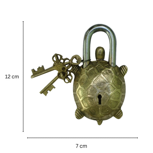 Tortoise Shape Brass Padlocks For Home Safety | Perfect for Gifting & Home Décor | Exquisite Brass Door Padlock ( Yellow, 5 inch) Aakrati