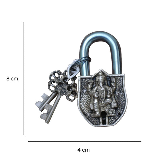 Brass Ganesha Engraved Padlock | Divine Protection for Your Home | Brass Padlock For Home Safety ( Yellow, 3.5 inch) Aakrati