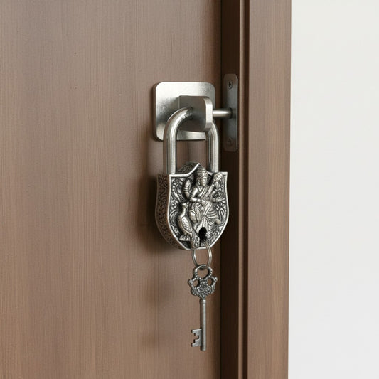 Brass Antique Padlock | Elegant, Secure, and Handcrafted for Your Home | Brass Lion Shape Door Padlock ( Brown, 3.5 inch)