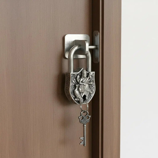 Brass Antique Padlock | Elegant, Secure, and Handcrafted for Your Home | Brass Lion Shape Door Padlock ( Brown, 3.5 inch) Aakrati