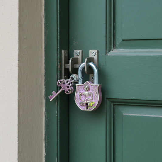 Brass Buddha Padlock | Handcrafted Security for Sacred Spaces | Traditional Brass Religious Padlock ( Yellow, 3.6 inch)