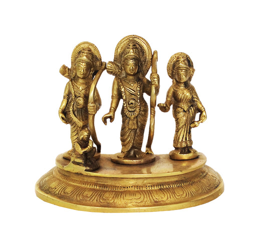 Brass Ram Darbar Idol | Symbol of Divine Grace and Harmony | Handcrafted Ram Darbar in Brass ( Brown , 6.5 inch)