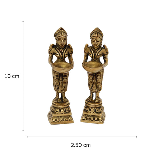 Brass Deep Laxmi Oil Lamp | Ideal Oil Lamp for Festival and Home Blessings | Handcrafted Brass Laxmi Deepak ( Brown, 4 inch) Aakrati