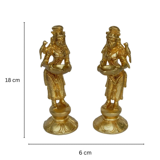 Traditional Brass Laxmi Deepak | Perfect for Diwali and Religious Festivals | Handcrafted Brass Laxmi Deepak ( Yellow, 7 inch) Aakrati