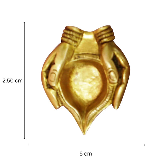 Handcrafted Brass Diya | Perfect for Diwali & Festival Decor | Luxury Brass Designer Diya ( Yellow, 2.5 inch) Aakrati