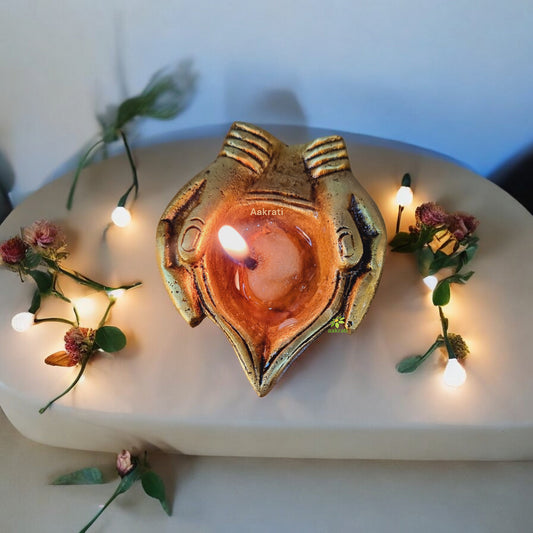 Handcrafted Brass Diya | Perfect for Diwali & Festival Decor | Luxury Brass Designer Diya ( Yellow, 2.5 inch)