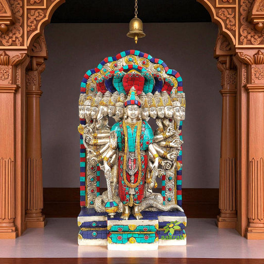 Lord Narayana Brass Made Hand Carved Multi Color Statue by Aakrati Aakrati
