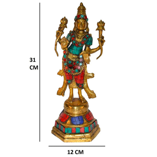 Goddess Lakshmi standing figure in Multi color Stone finish rare gift Aakrati