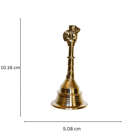 Handcrafted Brass Ghanti | Bring Divine Blessings to Your Pooja | Traditional Brass Hand Bell for Pooja ( Yellow, 4 inch)