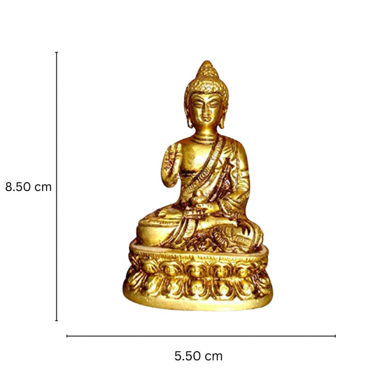 Buddha Sitting on Lotus - Brass Made Metal Craft for Gift and Decorative use