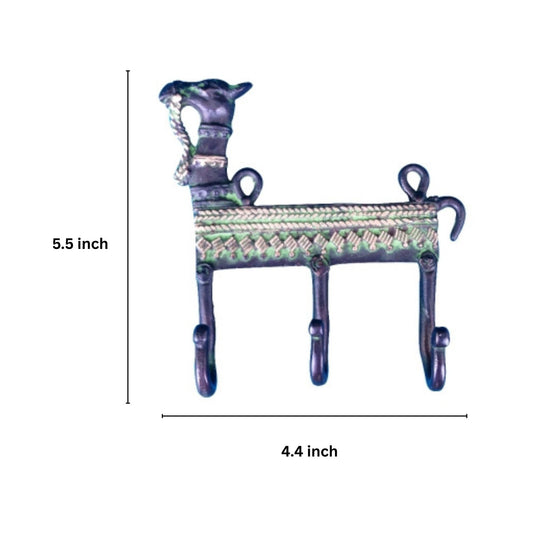 Handcrafted Brass Camel Wall Hanger | Traditional Indian Home Decor | Vintage Brass Wall Decor Hanger ( Black, 5.5 inch)