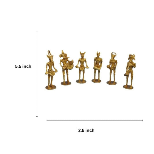 Brass Musician Figurines | Unique Home Decor for Music and Art Lovers | Brass Musician Set ( Yellow, 5.5 inch) Aakrati