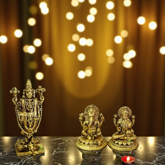 Handcrafted Brass Balaji Murti | Lord Venkateshwara Idol | Spiritual Decor for Home, Office, Mandir | Religious Gift | Gift Hamper Aakrati