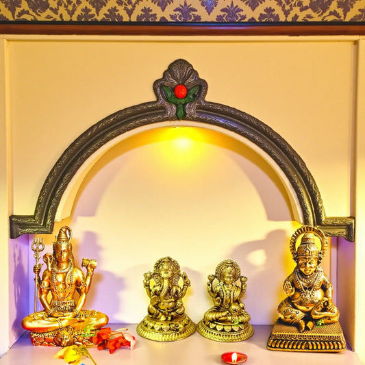 Brass Laxmi Ganesh, Shiva & Kuber Idol Gift Set – Hindu God Statues for Pooja, Home Temple, Diwali, Vastu, Housewarming Décor – Handcrafted Brass Murti Combo (Set of 3) Aakrati
