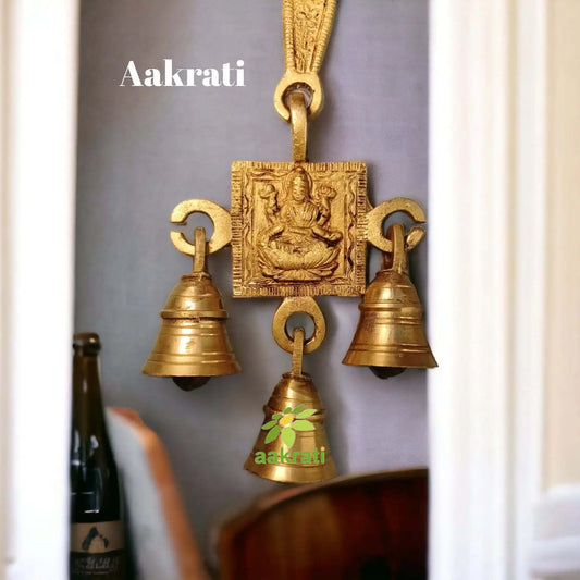 Aakrati Brass Lakshmi Wall Hanging with 3 Bells Aakrati