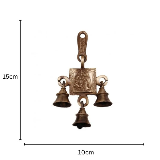 Brass Radha Krishna Wall Hanging | Spiritual Elegance for Your Home | Radha Krishna Engraved Brass Wind Chime ( Yellow, 6 inch) Aakrati