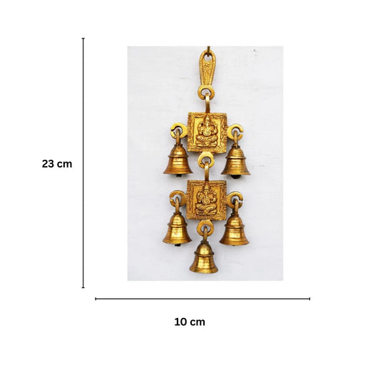 Brass Ganesha Wall Hanging | Beautiful Home Decoration for Good Luck & Prosperity | Brass Wall Hanging Wind Chime ( Yellow, 9.2 inch) Aakrati