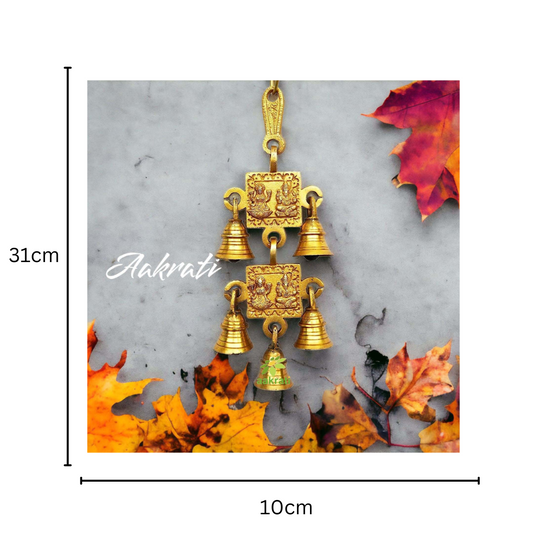 Brass Religious Wall Hanging Bell | Perfect Home Décor for Good Luck | Aesthetic Brass Saraswati Wall Hanging Wind Chime ( Yellow, 13 inch)