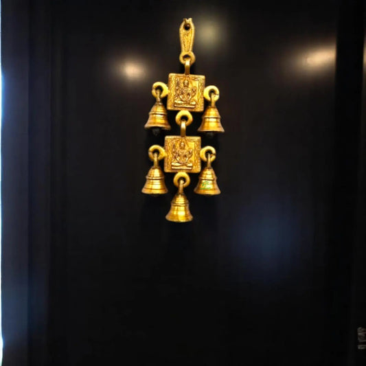 Brass Shiv Engraved Wind Chime | Spiritual Home Decoration for Blessings & Good Fortune | Brass Decorative Wind Chime ( Yellow, 9.2 inch) Aakrati