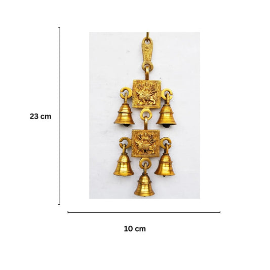 Durga Brass Wind Chime | Spiritual Home Décor for Peace & Strength | Brass Wall Hanging Items ( Yellow, 9.2 inch) Aakrati