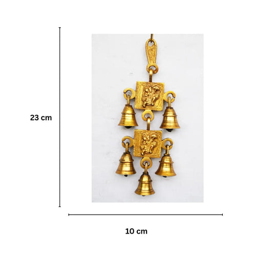 Brass Wall Hanging Wind Chime | Protective Wall Hanging for Home & Office Décor | Brass God Hanuman Engraved Wall Hanging ( Yellow, 9.2 inch) Aakrati