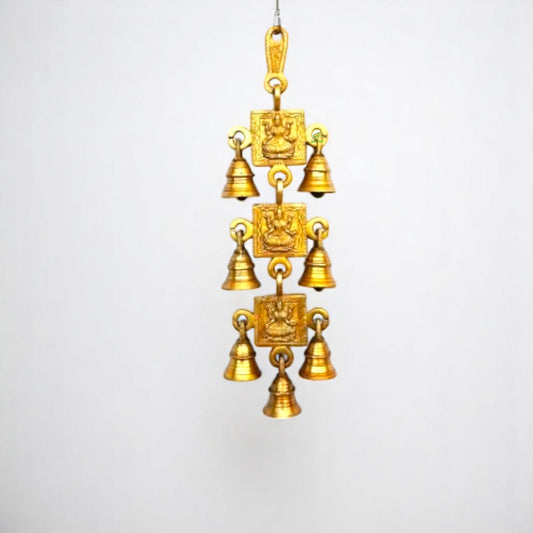 Brass Wall Hanging Wind Chime | Decorative Wall Hanging for Peace & Blessings | Brass Lakshmi Wall Hanging ( Yellow, 12.3 inch)