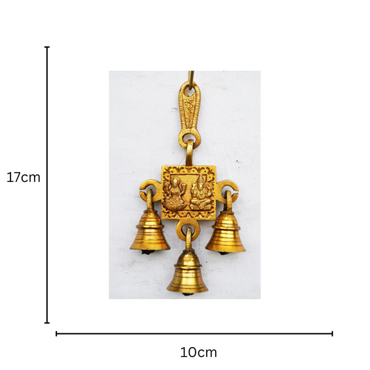 Brass Lakshmi Ganesha Wall Hanging | Divine Home Décor for Peace and Wealth | Brass wall Hanging ( Yellow, 6.8 inch)