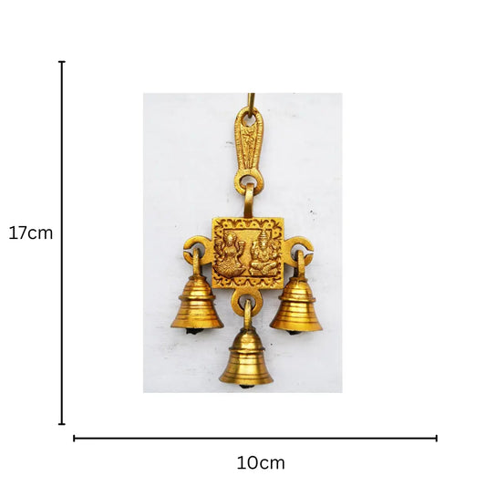 Brass Lakshmi Ganesha Wall Hanging | Divine Home Décor for Peace and Wealth | Brass wall Hanging ( Yellow, 6.8 inch) Aakrati