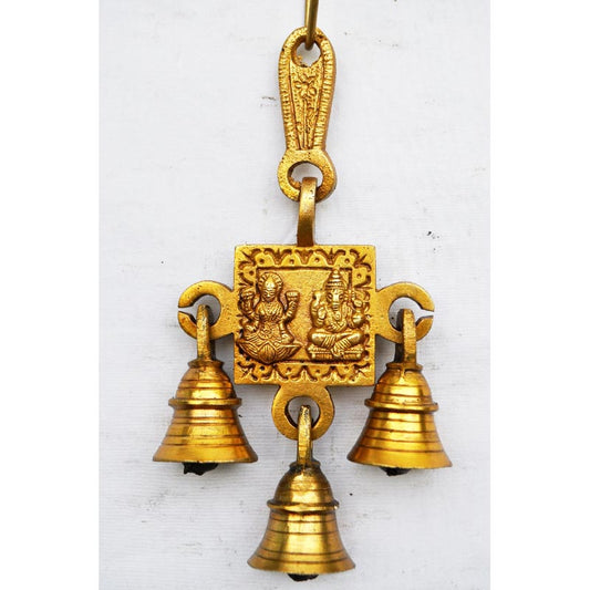 Brass Lakshmi Ganesha Wall Hanging | Divine Home Décor for Peace and Wealth | Brass wall Hanging ( Yellow, 6.8 inch)
