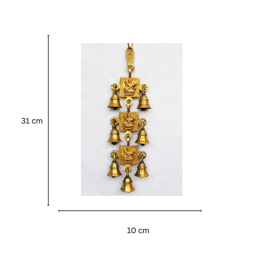Elegant Brass Designer Wind Chime | Decorative Home Accessory for Serenity | Brass Religious Wind Chime ( Yellow, 12.5 inch) Aakrati