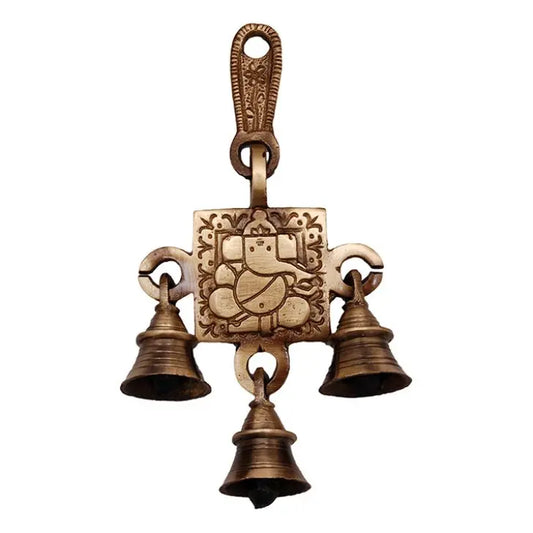 Traditional Brass Religious Wind Chime | A Spiritual Touch for Your Home | Brass Ganesha Wall Hanging ( Brown, 6.8 inch) Aakrati
