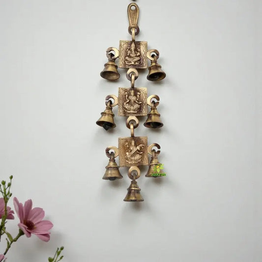 Brass Religious Wall Hanging | Handmade for Sacred Home Decor | Elegant Brass Religious Engraved Wind Chime ( 12.3 inch) Aakrati