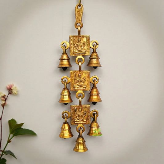 Divine Lord Shiv Brass Wind Chime | Home Decoration for Blessings & Spiritual Harmony | Brass Lord Shiv Wall Hanging Chime ( Yellow, 12.3 inch) Aakrati