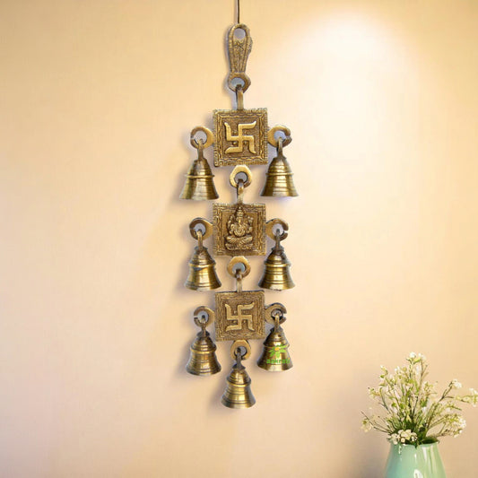 Ganesha and Swastik Religious Hanging with Bells