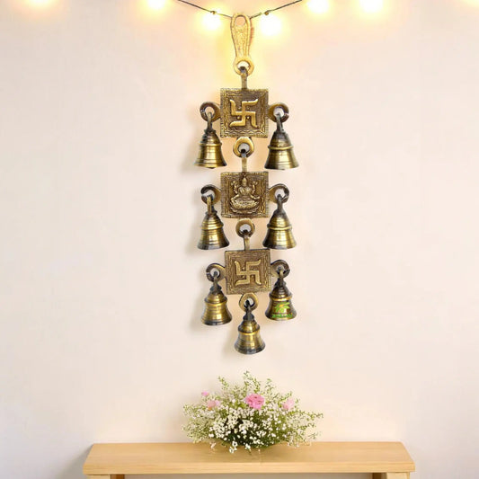 Laxmi and Swastik Religious Hanging with Bells Aakrati