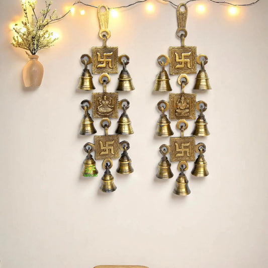 Aakrati Home Decorative Ganesh Lakshmi Brass Feng Shui Bell Aakrati