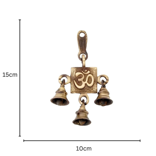 Elegant Brass Religious Wall Chime | Handcrafted Blessings for Your Home | Sacred Brass Wind Chime ( Yellow, 6.8 inch) Aakrati