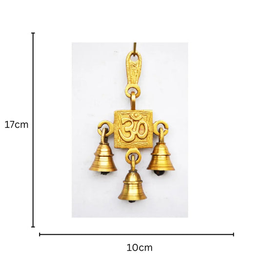 Brass Wall Hanging Om Face Wind Chime | Elegant Home Décor | Brass Wall Hanging Bell ( Yellow, 6.8 inch) Aakrati