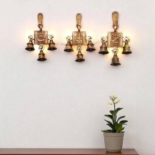 Set of Laxmi Ganesha Saraswati Single Hanging Bells Aakrati