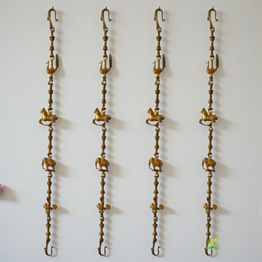 Designer Brass Jhula Chain | Elegant Brass Designer Swing Chain for Luxurious Home Interiors | Brass Animal Design Jhula Chain ( Yellow, 90 inch) Aakrati