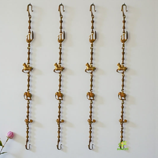 Brass Animal Engraved Jhula Chain | A Fusion of Art and Tradition | Handmade Brass Animal Engraved Swing Jhula Chain ( Yellow, 90 inch) Aakrati